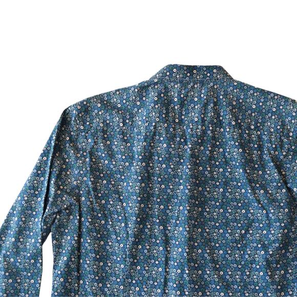 Ben Sherman Tailored Skinny Fit Blue Floral Shirt Size 16 (32–33) - Picture 6 of 6